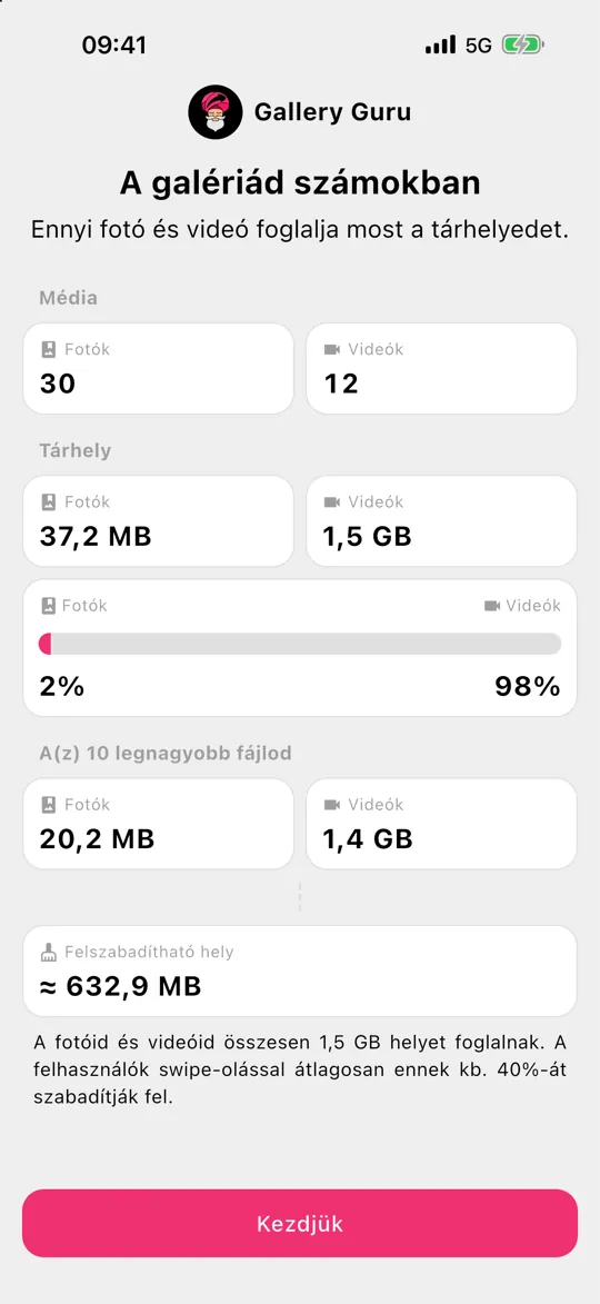 Gallery Guru áttekintés arról, mennyi tárhelyet foglalnak a fotóid és videóid